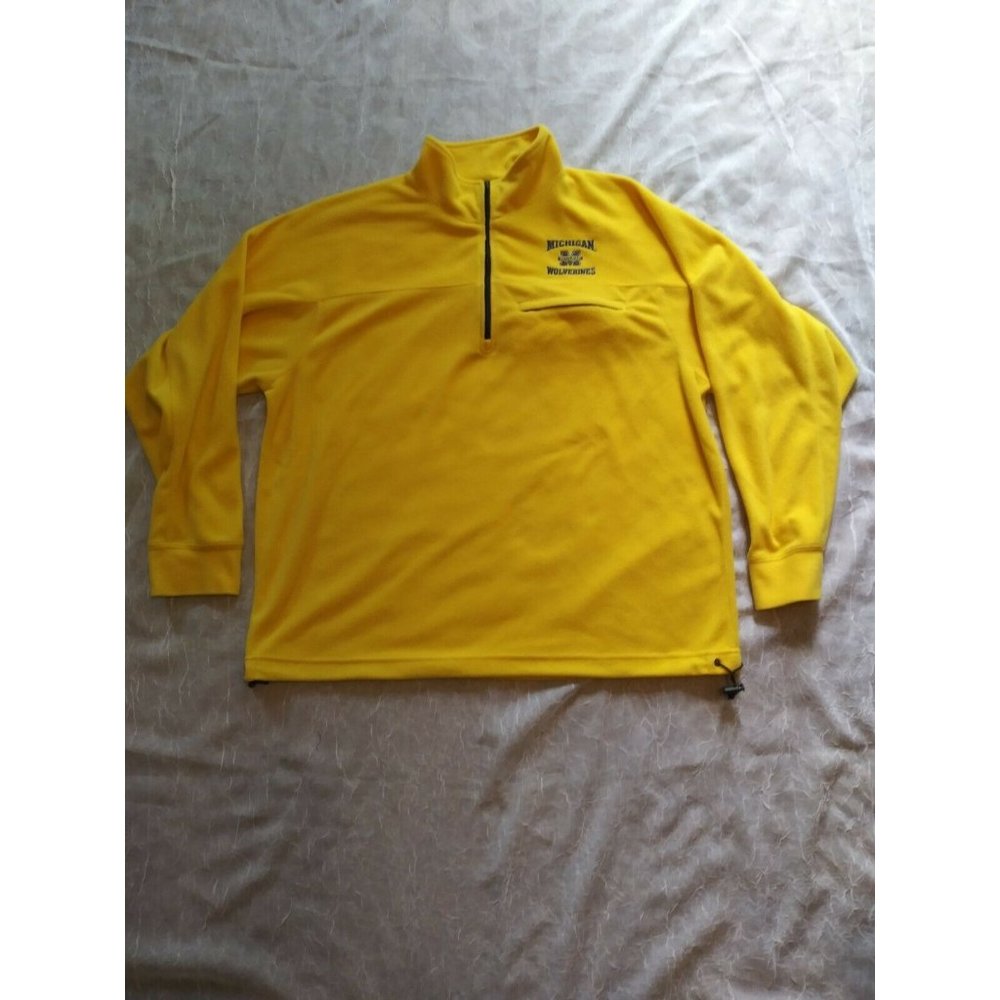 BIG BALL SPORTS U of M Wolverines Embroidered Fleece Half Zip Jacket Men's L